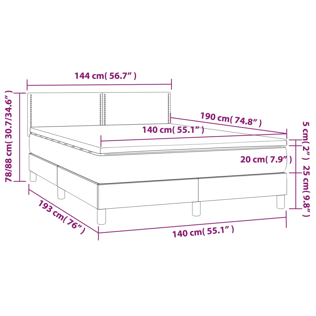 Boxspring met matras stof lichtgrijs 140x190 cm is nu te koop bij PeponiXL, paradijselijk wonen!