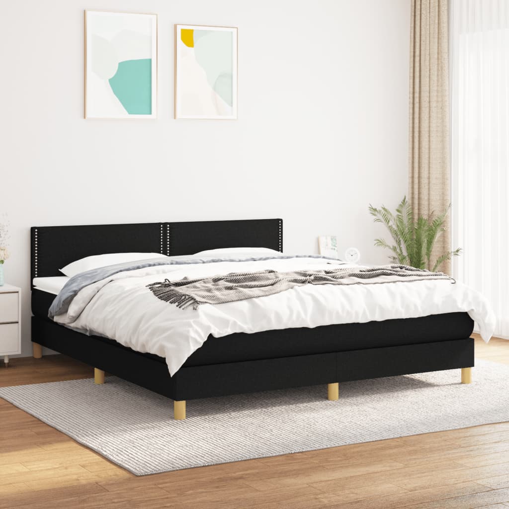 Boxspring met matras stof zwart 160x200 cm is nu te koop bij PeponiXL, paradijselijk wonen!