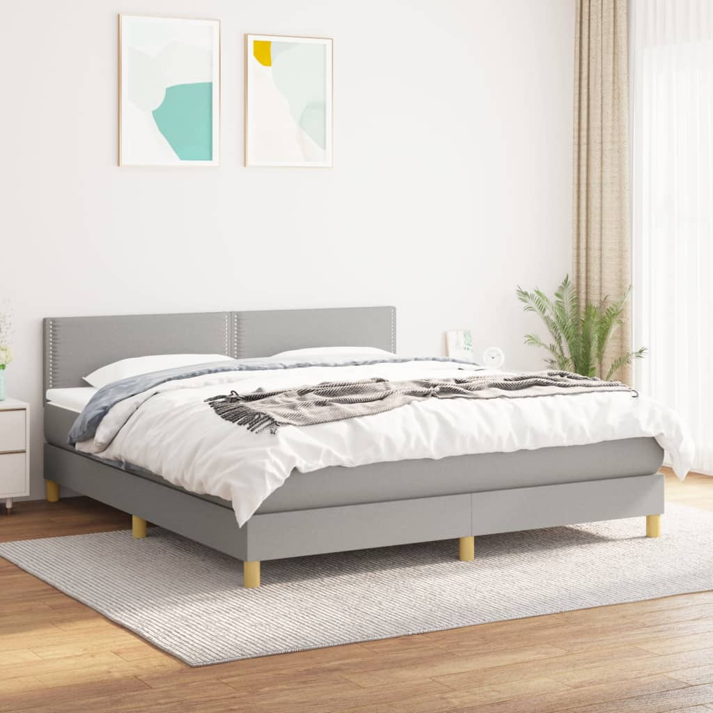Boxspring met matras stof lichtgrijs 180x200 cm is nu te koop bij PeponiXL, paradijselijk wonen!