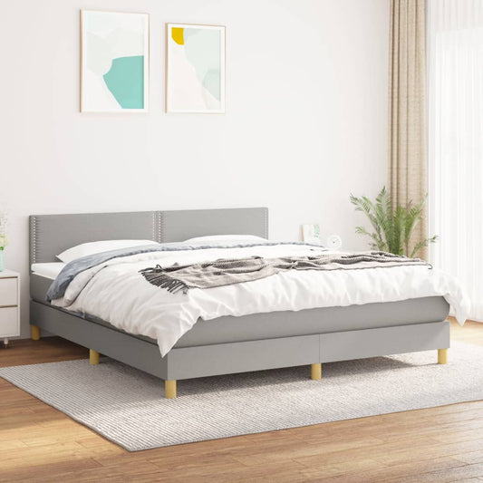 Boxspring met matras stof lichtgrijs 180x200 cm is nu te koop bij PeponiXL, paradijselijk wonen!