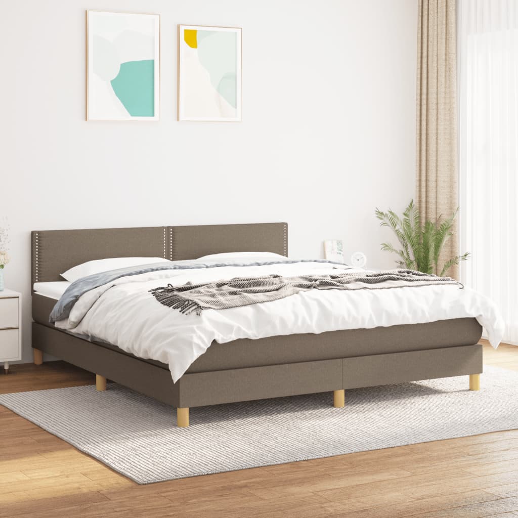 Boxspring met matras stof taupe 180x200 cm is nu te koop bij PeponiXL, paradijselijk wonen!