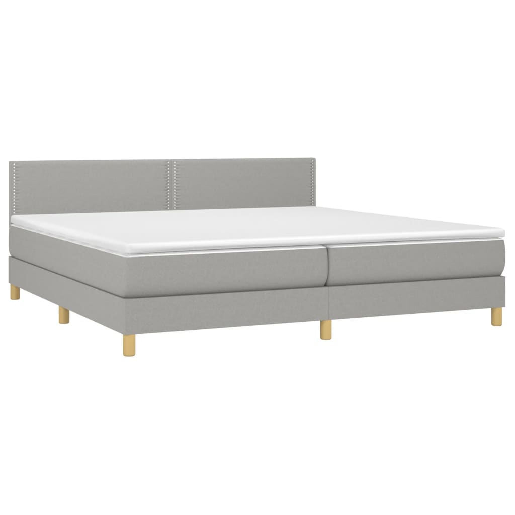 Boxspring met matras stof lichtgrijs 200x200 cm is nu te koop bij PeponiXL, paradijselijk wonen!