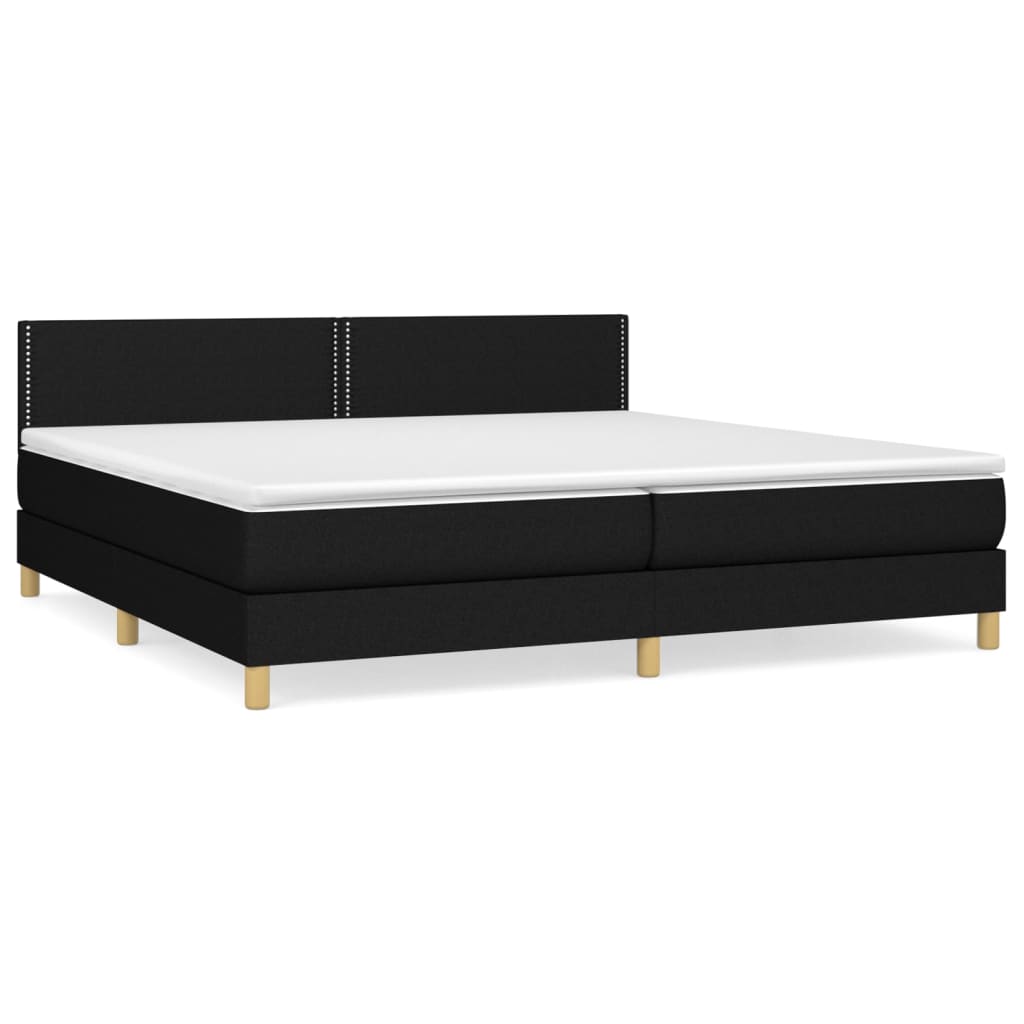Boxspring met matras stof zwart 200x200 cm is nu te koop bij PeponiXL, paradijselijk wonen!