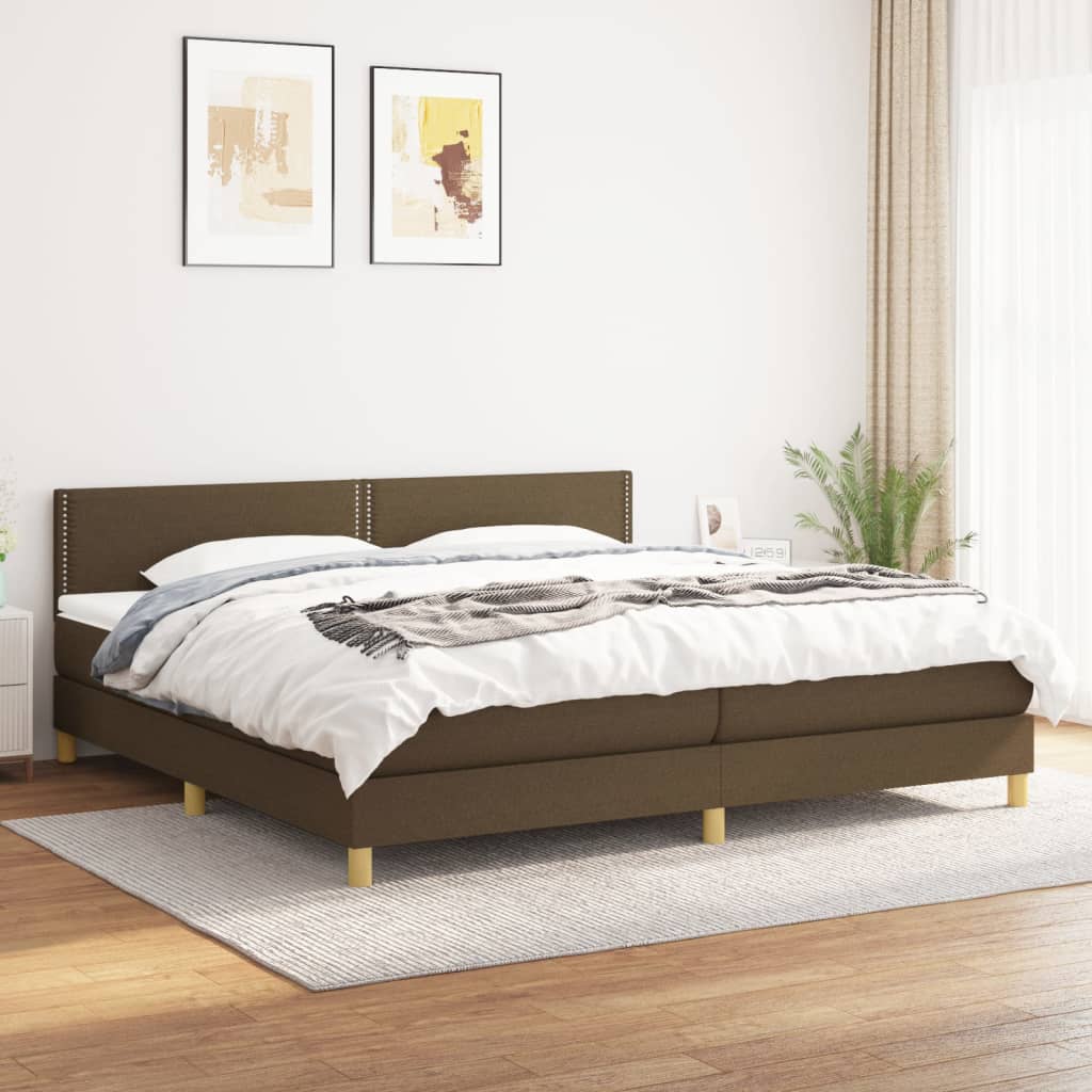 Boxspring met matras stof donkerbruin 200x200 cm is nu te koop bij PeponiXL, paradijselijk wonen!