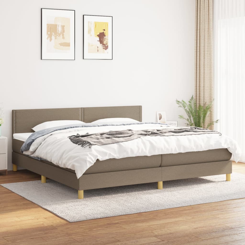Boxspring met matras stof taupe 200x200 cm is nu te koop bij PeponiXL, paradijselijk wonen!