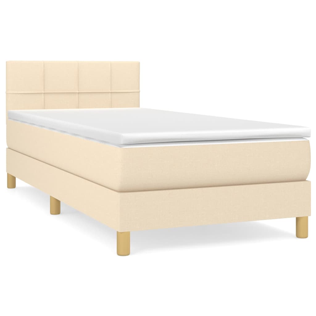 Boxspring met matras stof crèmekleurig 100x200 cm is nu te koop bij PeponiXL, paradijselijk wonen!