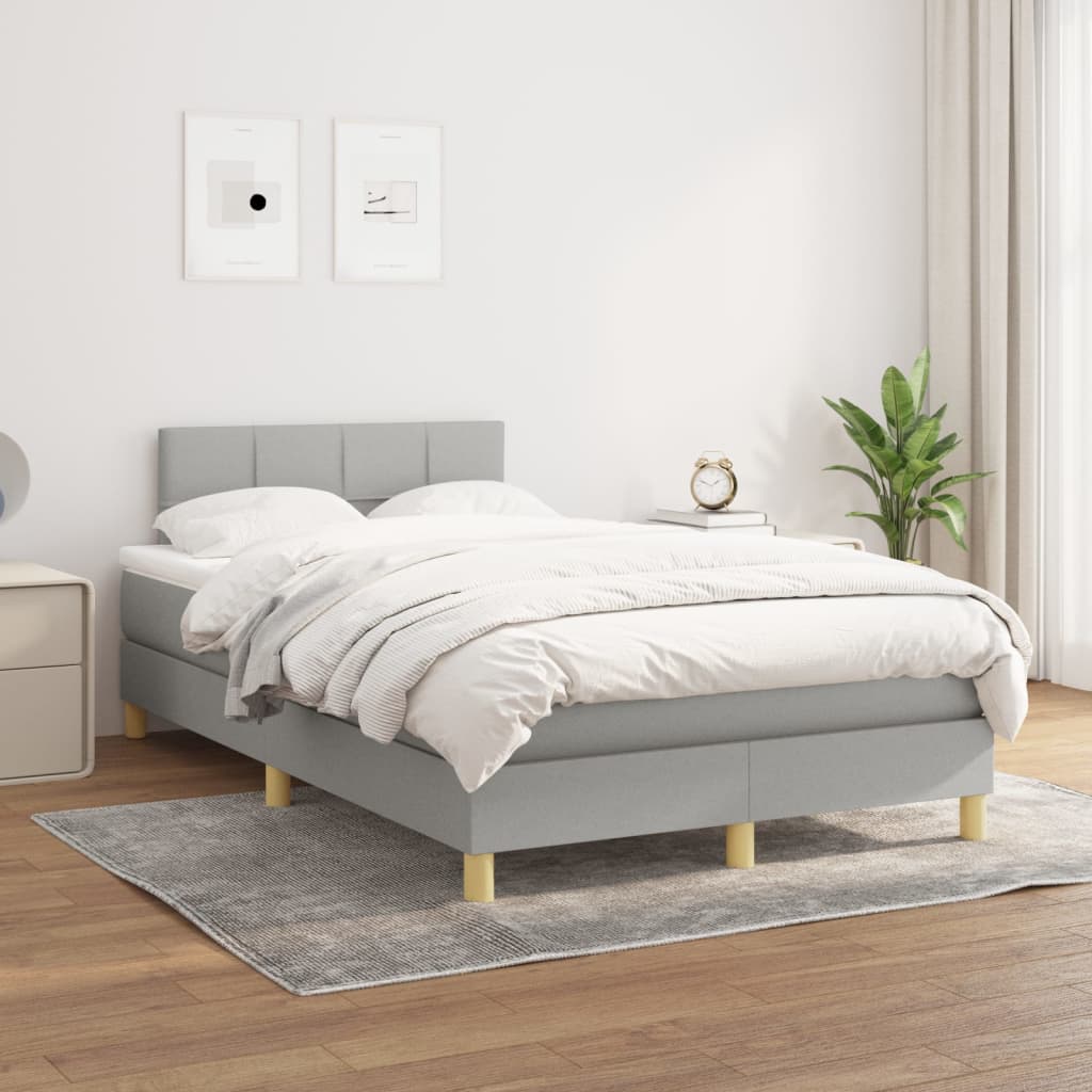Boxspring met matras stof lichtgrijs 120x200 cm is nu te koop bij PeponiXL, paradijselijk wonen!