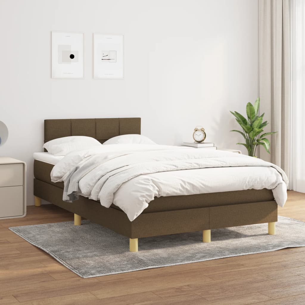 Boxspring met matras stof donkerbruin 120x200 cm is nu te koop bij PeponiXL, paradijselijk wonen!