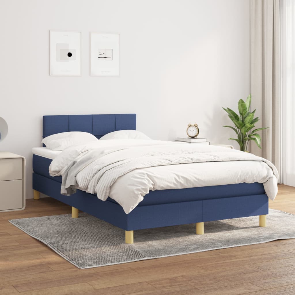 Boxspring met matras stof blauw 120x200 cm is nu te koop bij PeponiXL, paradijselijk wonen!