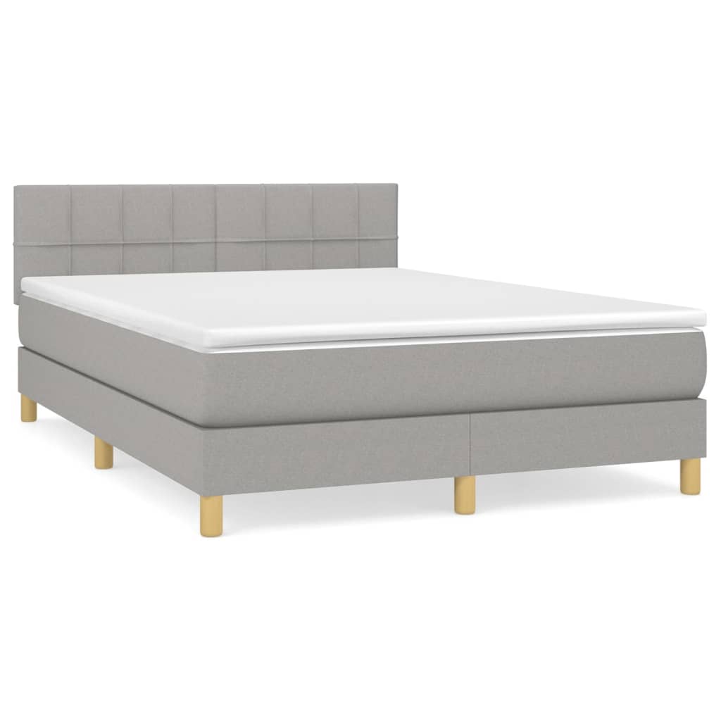 Boxspring met matras stof lichtgrijs 140x200 cm is nu te koop bij PeponiXL, paradijselijk wonen!