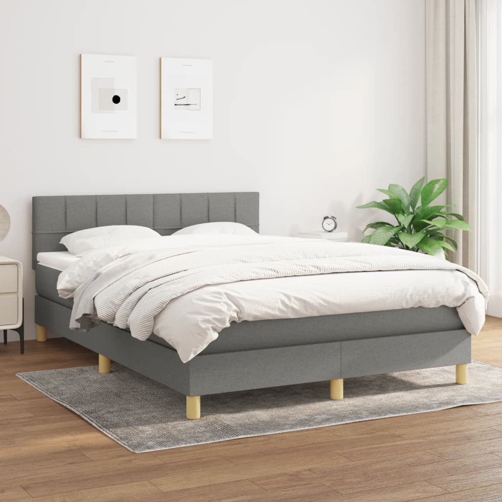 Boxspring met matras stof donkergrijs 140x200 cm is nu te koop bij PeponiXL, paradijselijk wonen!