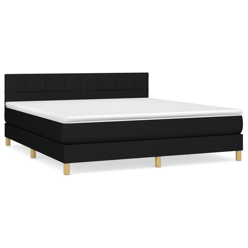 Boxspring met matras stof zwart 160x200 cm is nu te koop bij PeponiXL, paradijselijk wonen!