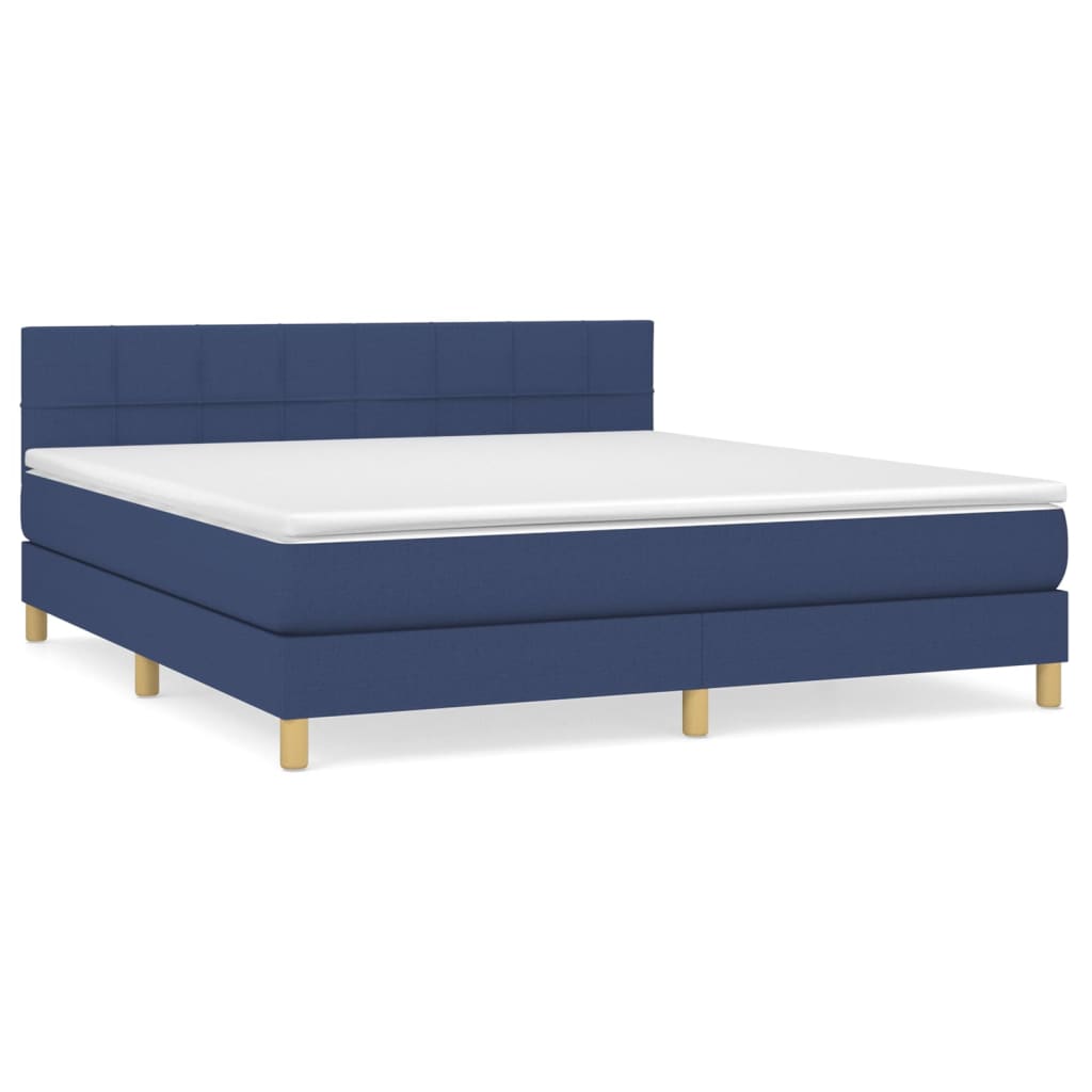 Boxspring met matras stof blauw 160x200 cm is nu te koop bij PeponiXL, paradijselijk wonen!
