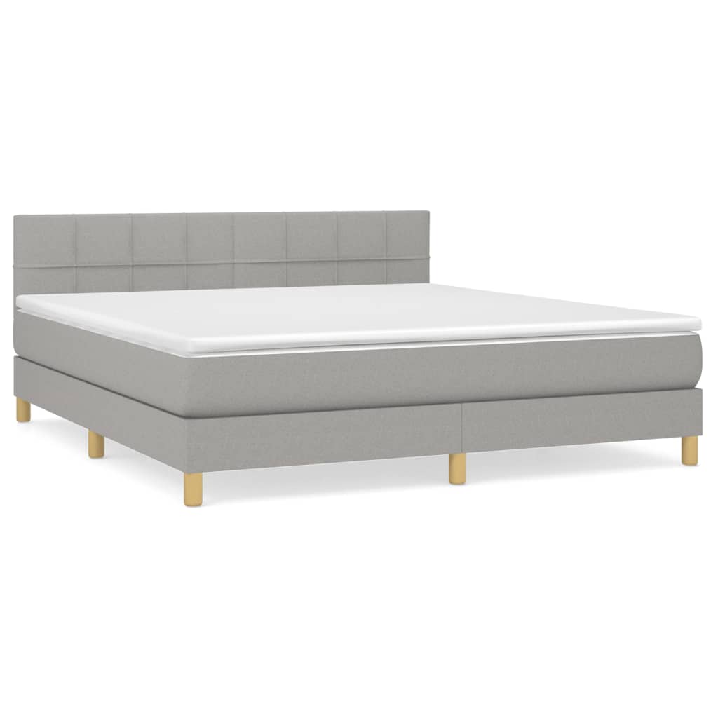 Boxspring met matras stof lichtgrijs 180x200 cm is nu te koop bij PeponiXL, paradijselijk wonen!