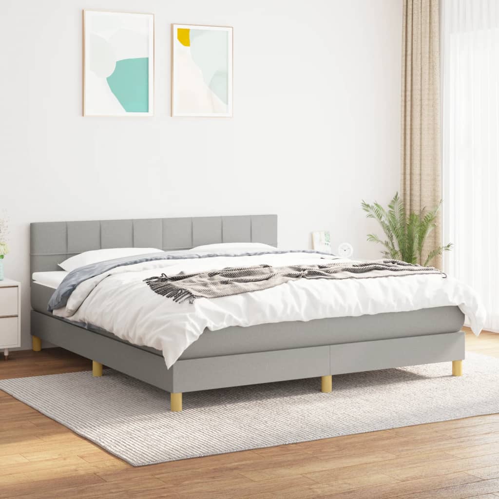 Boxspring met matras stof lichtgrijs 180x200 cm is nu te koop bij PeponiXL, paradijselijk wonen!