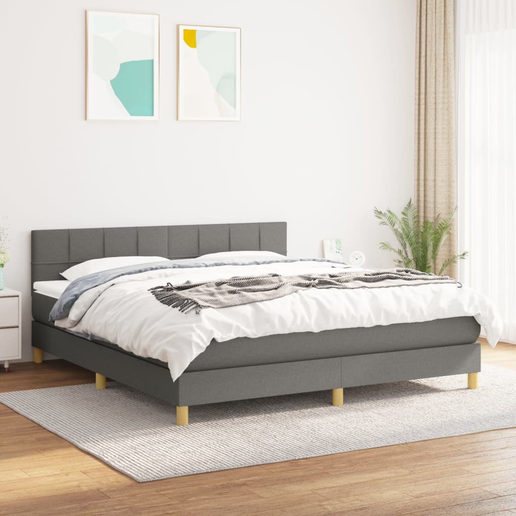 Boxspring met matras stof donkergrijs 180x200 cm is nu te koop bij PeponiXL, paradijselijk wonen!