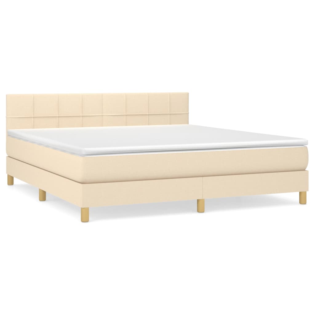 Boxspring met matras stof crèmekleurig 180x200 cm is nu te koop bij PeponiXL, paradijselijk wonen!