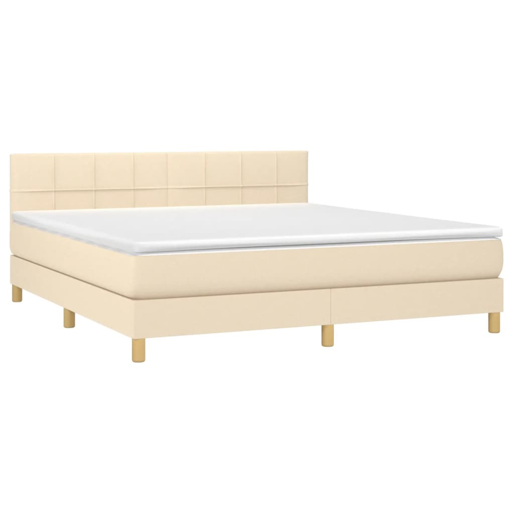 Boxspring met matras stof crèmekleurig 180x200 cm is nu te koop bij PeponiXL, paradijselijk wonen!