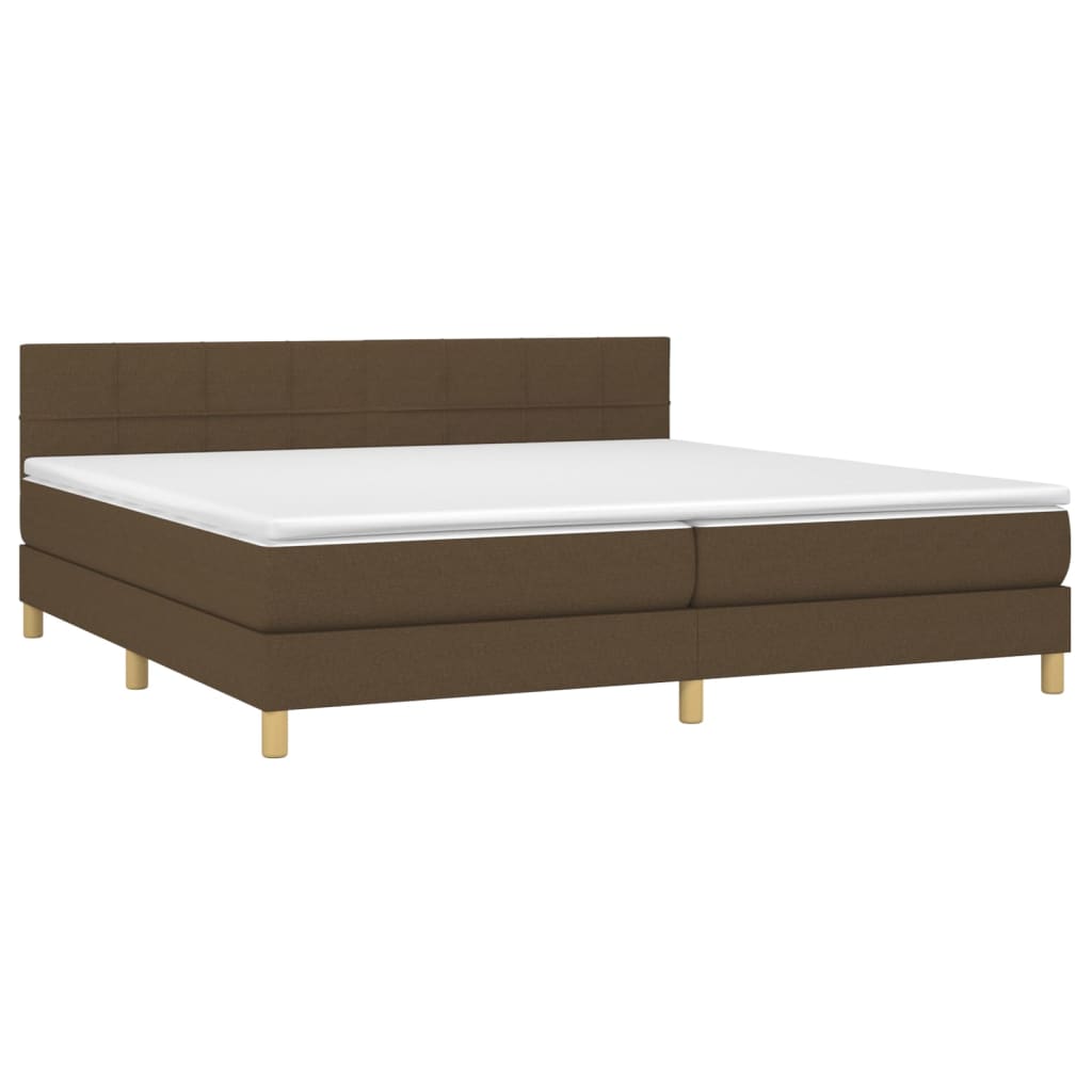 Boxspring met matras stof donkerbruin 200x200 cm is nu te koop bij PeponiXL, paradijselijk wonen!