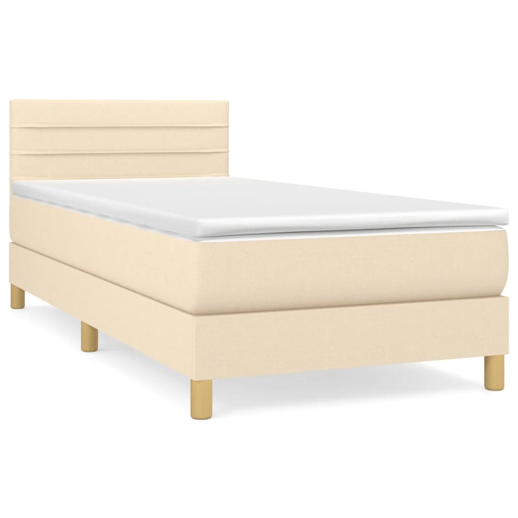 Boxspring met matras stof crèmekleurig 80x200 cm is nu te koop bij PeponiXL, paradijselijk wonen!