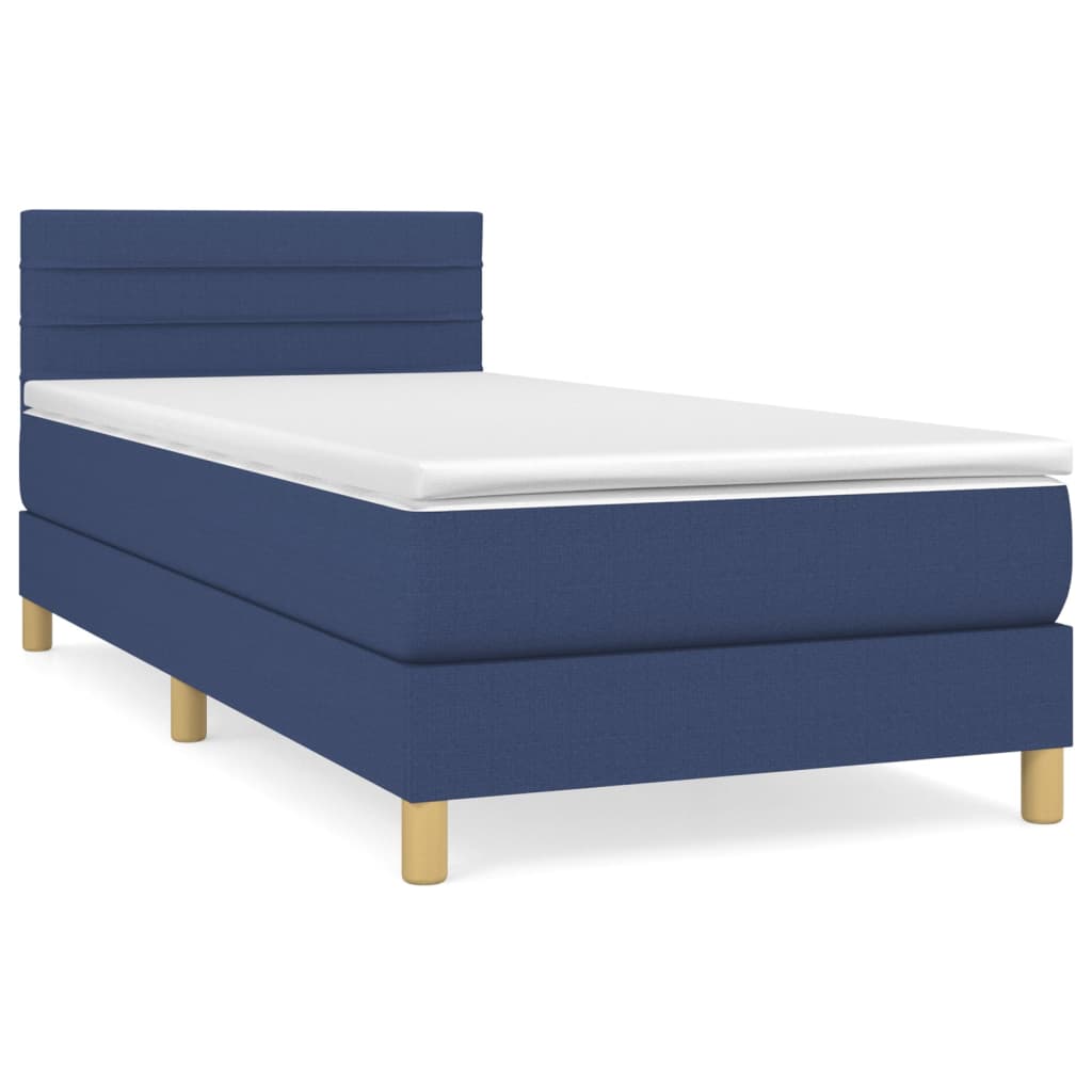 Boxspring met matras stof blauw 90x190 cm is nu te koop bij PeponiXL, paradijselijk wonen!