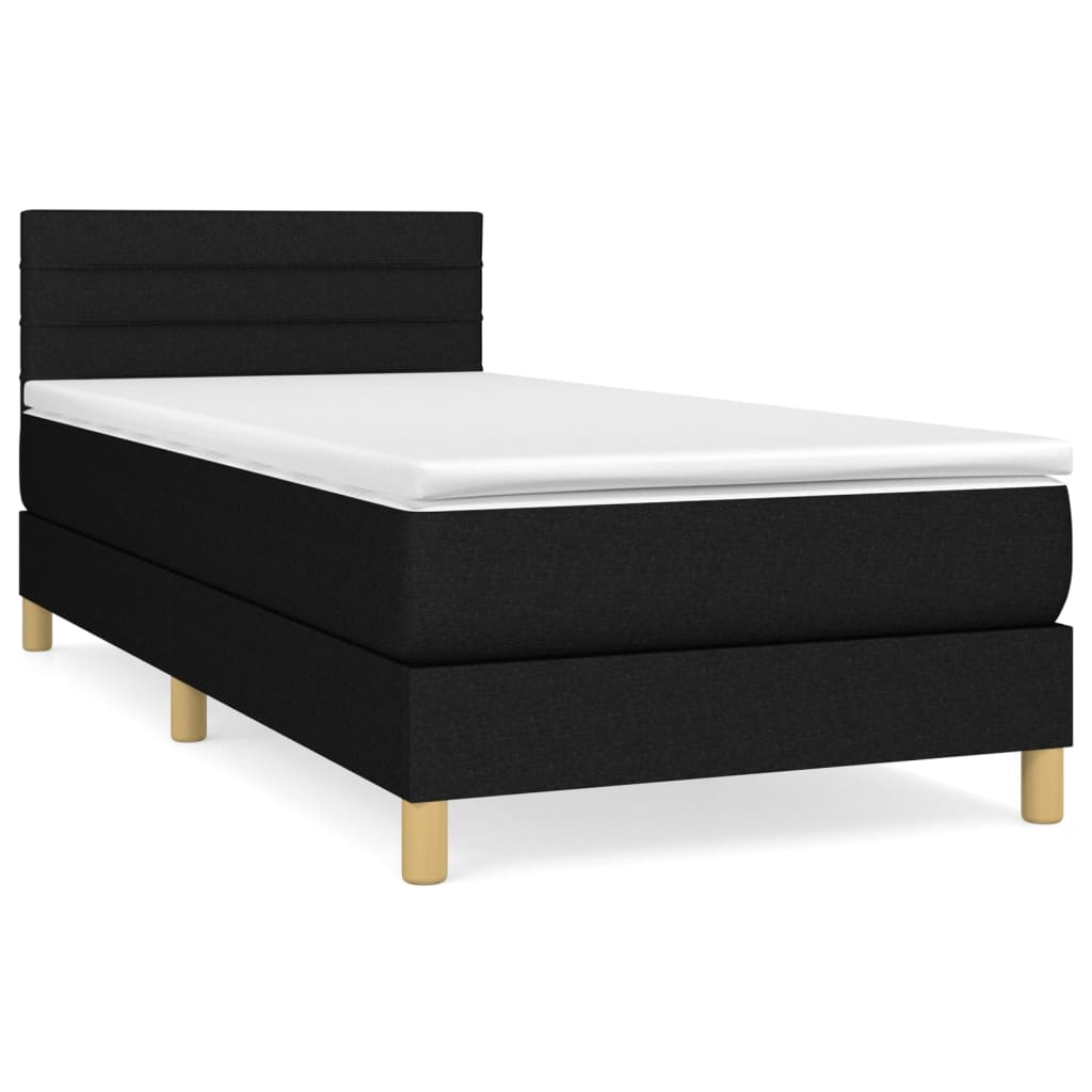 Boxspring met matras stof zwart 90x200 cm is nu te koop bij PeponiXL, paradijselijk wonen!