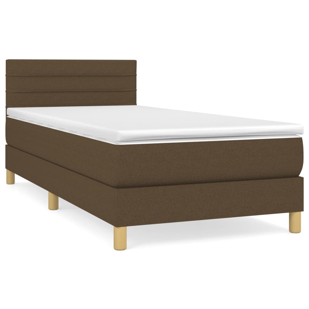 Boxspring met matras stof donkerbruin 90x200 cm is nu te koop bij PeponiXL, paradijselijk wonen!