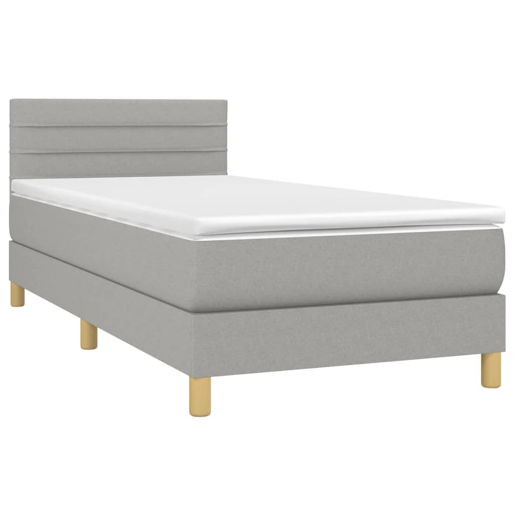 Boxspring met matras stof lichtgrijs 100x200 cm is nu te koop bij PeponiXL, paradijselijk wonen!