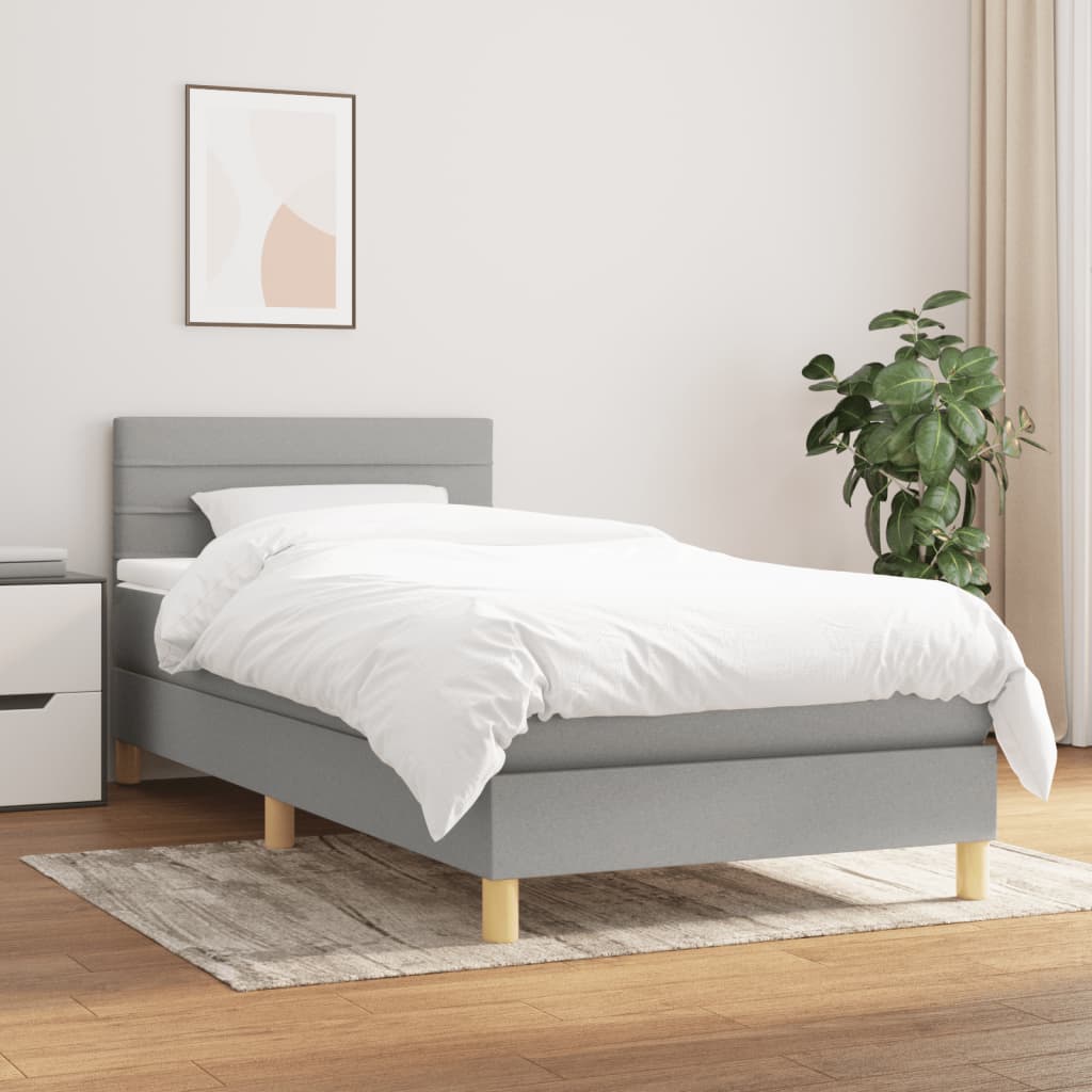 Boxspring met matras stof lichtgrijs 100x200 cm is nu te koop bij PeponiXL, paradijselijk wonen!