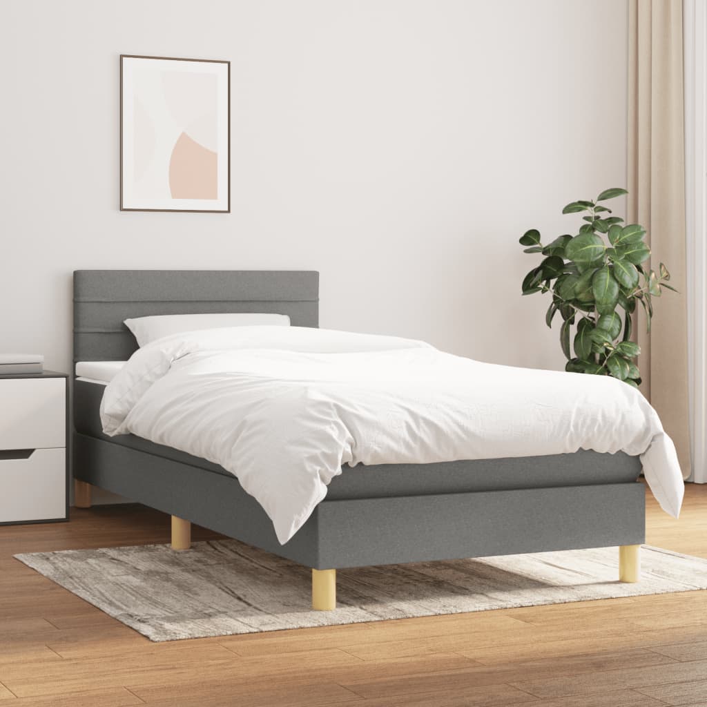 Boxspring met matras stof donkergrijs 100x200 cm is nu te koop bij PeponiXL, paradijselijk wonen!