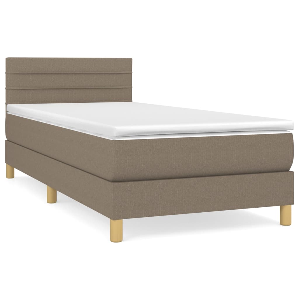 Boxspring met matras stof taupe 100x200 cm is nu te koop bij PeponiXL, paradijselijk wonen!