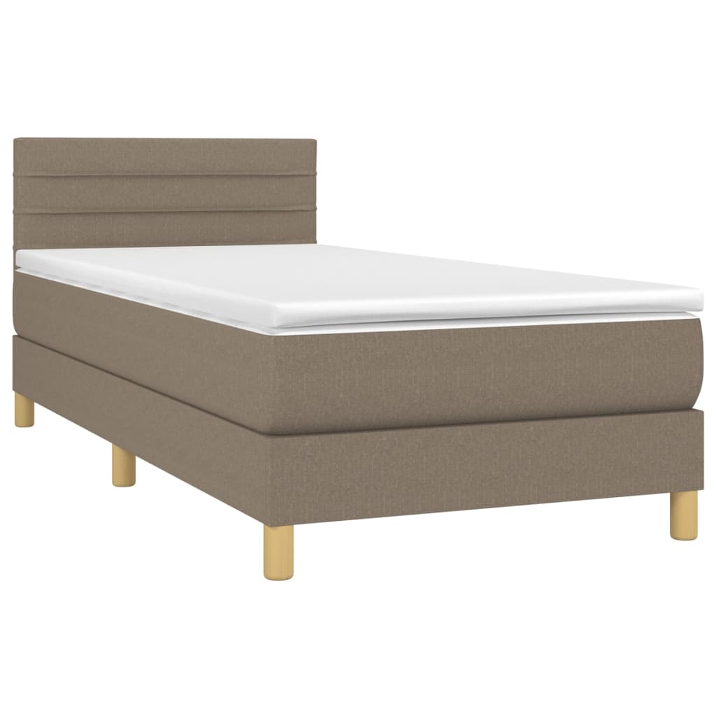 Boxspring met matras stof taupe 100x200 cm is nu te koop bij PeponiXL, paradijselijk wonen!