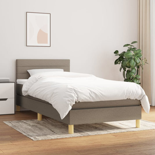 Boxspring met matras stof taupe 100x200 cm is nu te koop bij PeponiXL, paradijselijk wonen!