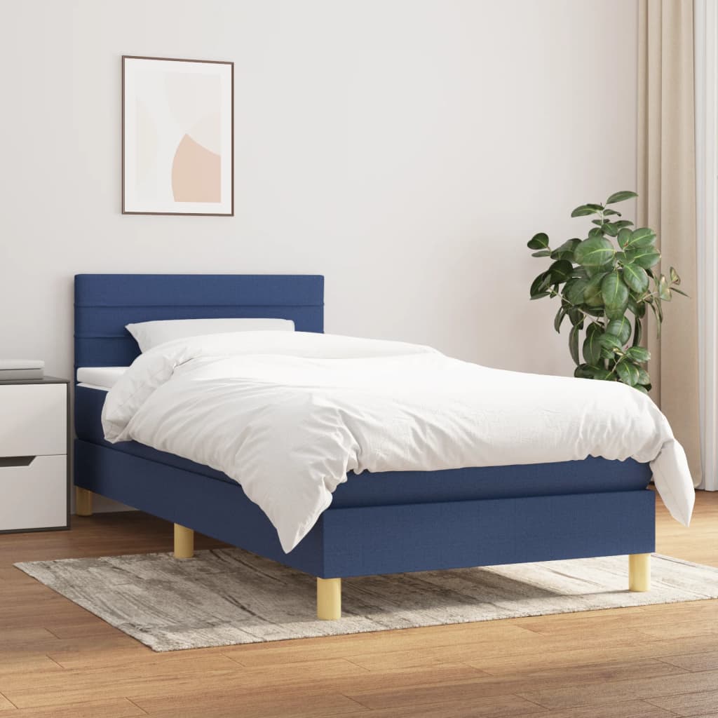 Boxspring met matras stof blauw 100x200 cm is nu te koop bij PeponiXL, paradijselijk wonen!
