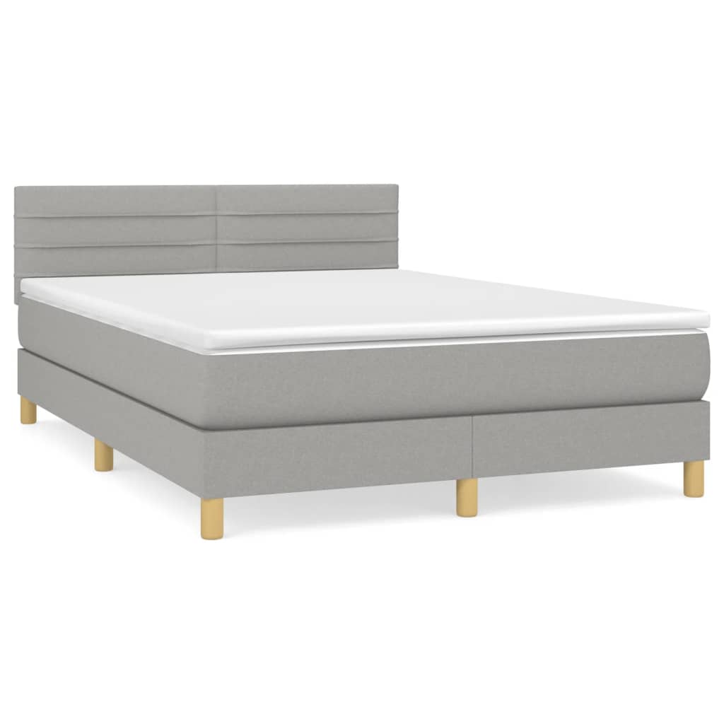 Boxspring met matras stof lichtgrijs 140x190 cm is nu te koop bij PeponiXL, paradijselijk wonen!