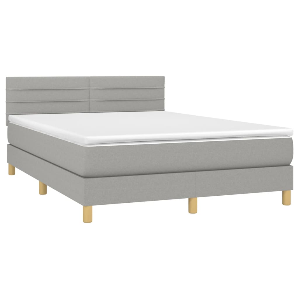 Boxspring met matras stof lichtgrijs 140x190 cm is nu te koop bij PeponiXL, paradijselijk wonen!