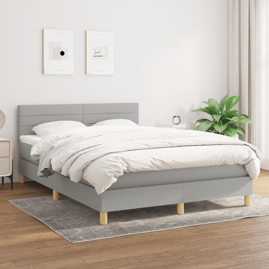 Boxspring met matras stof lichtgrijs 140x200 cm is nu te koop bij PeponiXL, paradijselijk wonen!