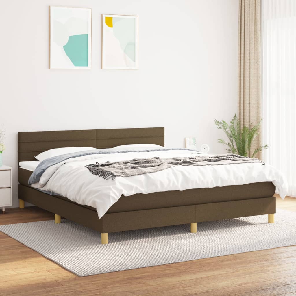 Boxspring met matras stof donkerbruin 160x200 cm is nu te koop bij PeponiXL, paradijselijk wonen!