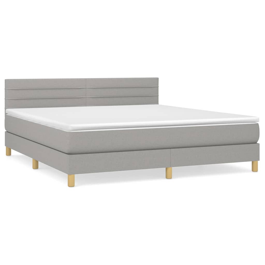Boxspring met matras stof lichtgrijs 180x200 cm is nu te koop bij PeponiXL, paradijselijk wonen!