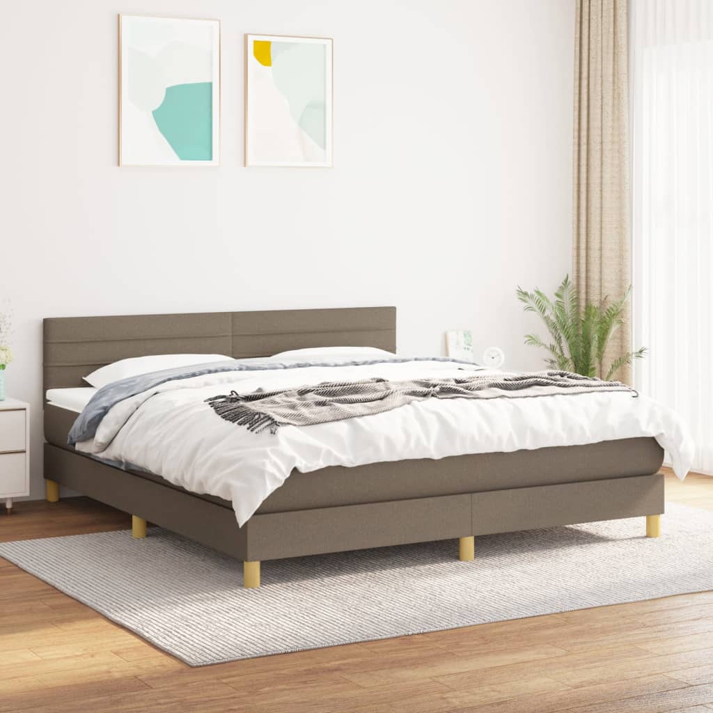 Boxspring met matras stof taupe 180x200 cm is nu te koop bij PeponiXL, paradijselijk wonen!
