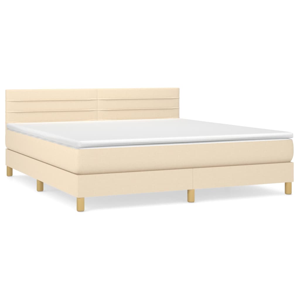 Boxspring met matras stof crèmekleurig 180x200 cm is nu te koop bij PeponiXL, paradijselijk wonen!