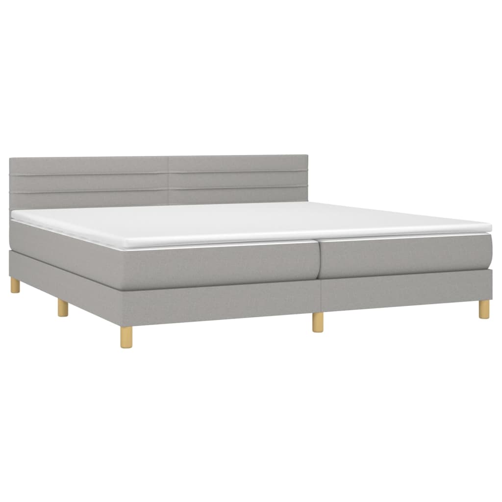 Boxspring met matras stof lichtgrijs 200x200 cm is nu te koop bij PeponiXL, paradijselijk wonen!