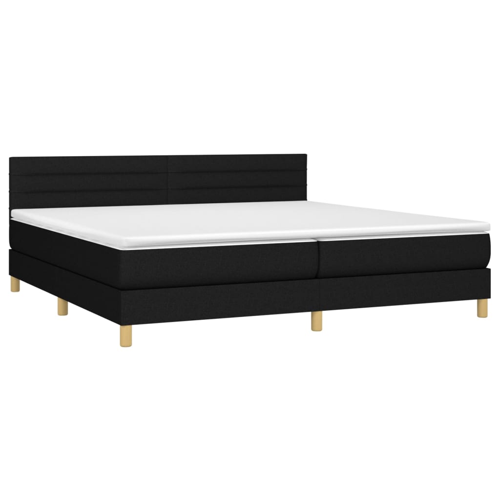 Boxspring met matras stof zwart 200x200 cm is nu te koop bij PeponiXL, paradijselijk wonen!