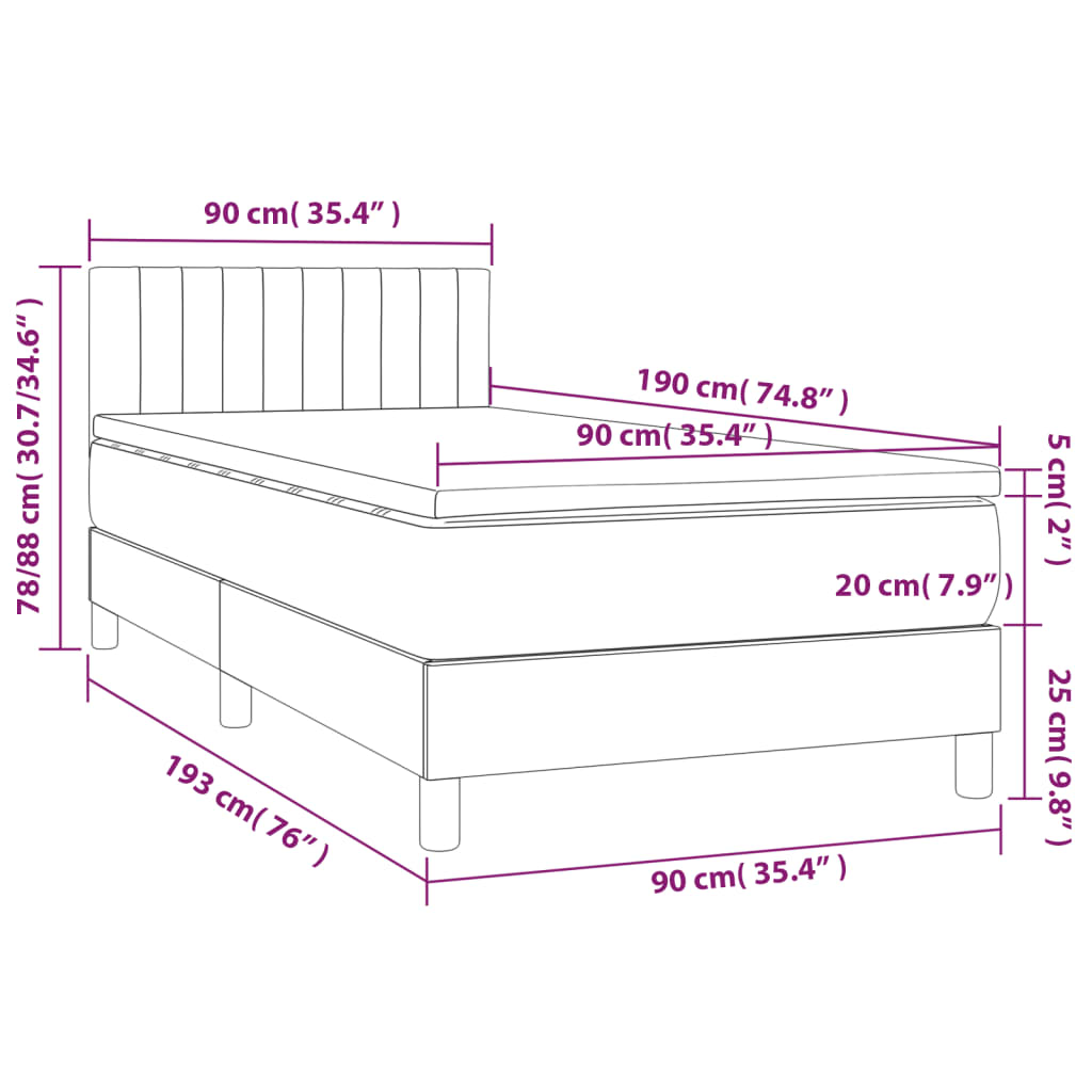 Boxspring met matras stof donkergrijs 90x190 cm is nu te koop bij PeponiXL, paradijselijk wonen!
