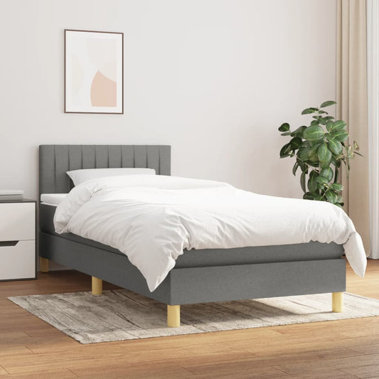 Boxspring met matras stof donkergrijs 90x200 cm is nu te koop bij PeponiXL, paradijselijk wonen!
