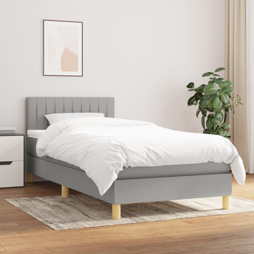 Boxspring met matras stof lichtgrijs 100x200 cm is nu te koop bij PeponiXL, paradijselijk wonen!