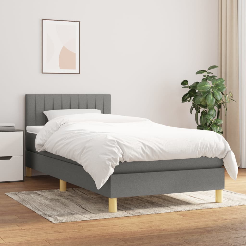 Boxspring met matras stof donkergrijs 100x200 cm is nu te koop bij PeponiXL, paradijselijk wonen!