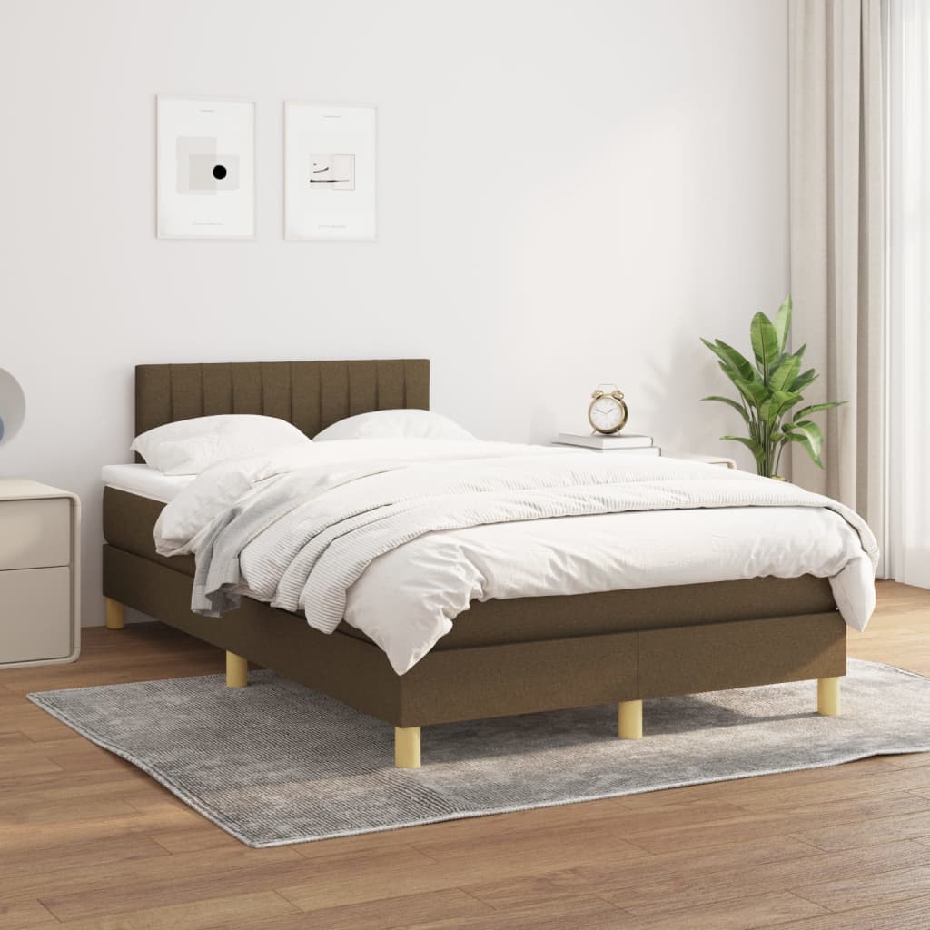 Boxspring met matras stof donkerbruin 120x200 cm is nu te koop bij PeponiXL, paradijselijk wonen!