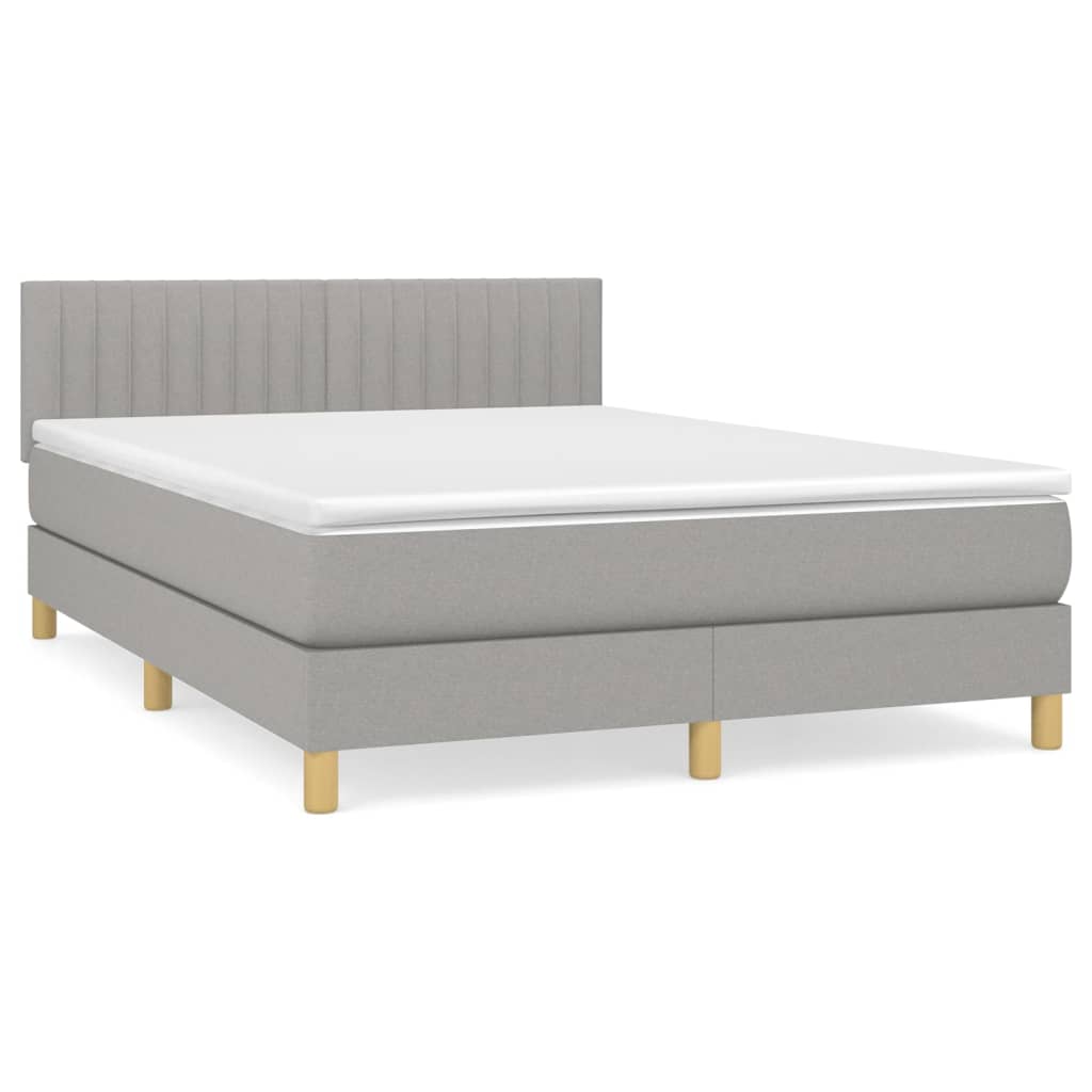 Boxspring met matras stof lichtgrijs 140x200 cm is nu te koop bij PeponiXL, paradijselijk wonen!