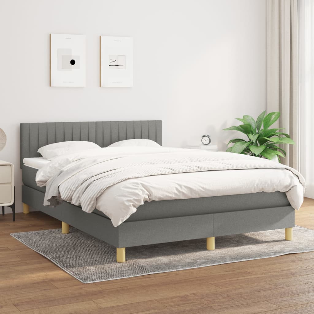 Boxspring met matras stof donkergrijs 140x200 cm is nu te koop bij PeponiXL, paradijselijk wonen!